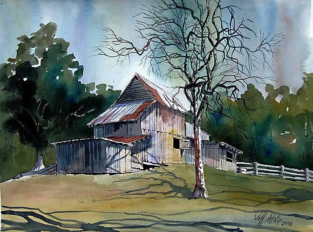 Watercolor Paintings Landscapes Barns